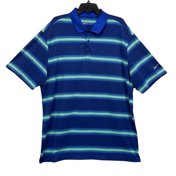 Nike Golf Polo Men's Size XXL Blue Striped Tour Performance Athleisure Vacation - Picture 1 of 7